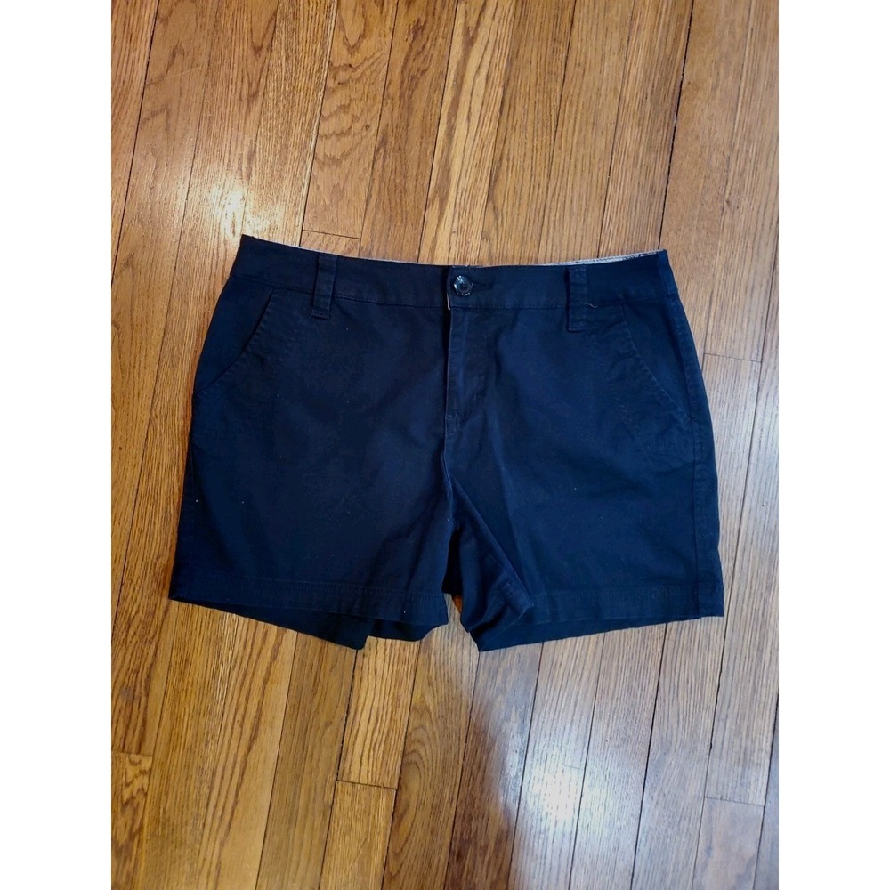 St Johns Bay‎ Womens Black Chino Everyday Walking Shorts Stretch Mid Rise Sz 8